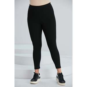 Leggings de Punto Negro para Mujer Talla Grande RMG, Cómodos Leggings de Mezcla de Rayón, Poliéster y Elastano para Uso Diario y Deportes - Product Image 1