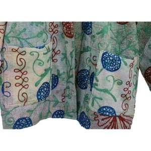 Chaqueta Old Suzani Kantha Bordado Patrón de algodón Manga larga Abrigo de punto con transpirable Otoño Invierno Primavera Reversible - Product Image 3
