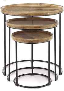Ensemble de 3 tables d'appoint rondes en fer, design moderne, finition mate, pour salon, café et usage d'appoint, en provenance d'Inde - Product Image 2