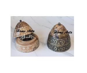 Juego de 2 servidores de frutas secas de madera con bandeja Servidor de postres de color verde y marrón de la más alta calidad de Home Arts - Product Image 3