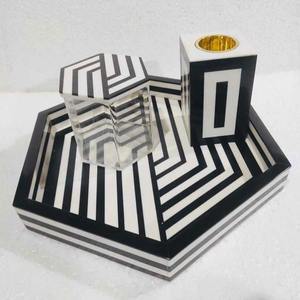 Decorative <b>Bone</b> Inlay Bakhoor Tray Set Designed For Home Styling With Delicate Inlay Details And Superior Craftsmanship - Product Image 1
