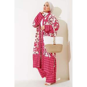 ชุดกิโมโนลำลอง2ชิ้นสีแดงม่วง - Product Image 1