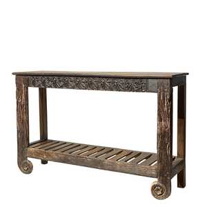 Handmade Heritage Carved <b>Console</b> Luxury Antique Design Style <b>Rustic</b> Living Room Furniture Marble Glass for Entry Villa Hotel - Product Image 1