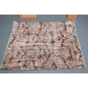 Tapis traditionnel en laine noire rose 3.6 X 4.1ft classique turc fait à la main Jacquard Weave Patchwork pour adolescents Rectangle couloir Latex - Product Image 3