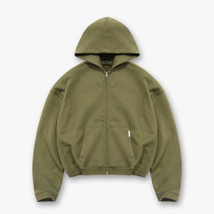 OEM Vintage <b>Wash</b> Boxy Fit Zip Up Men's Hoodie 500 GSM <b>Brushed</b> Fleece Oversized Acid <b>Wash</b> Unisex Plain Basic Zipper Hoodies - Product Image 1