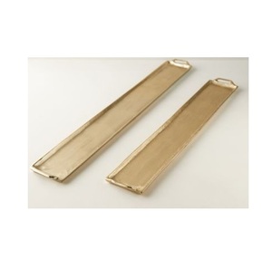 Bandejas DE SERVICIO DE METAL clásicas JUEGO DE 2 Retro Placa de hierro redonda Mango Metal Vintage Buena bandeja de servicio con mango lateral Artículos de hotel - Product Image 3