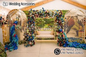 Décor de scène de mariage traditionnel de style Bollywood de Ceylan, ensemble de décoration en fibres dorées pour mariage sud-indien, Irlande du Sud - Product Image 6