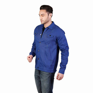 Veste en jean 100% coton pour homme, coupe classique élégante, design robuste, col montant, vêtement d'extérieur d'hiver, service OEM personnalisé, MOQ faible - Product Image 3