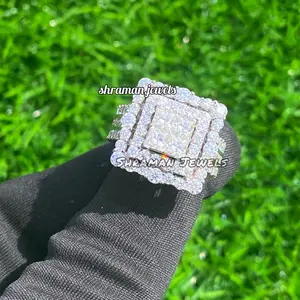 <b>Men's</b> Iced Out Moissanite Hip Hop Rapper <b>Pinky</b> <b>Ring</b> Solid 925 Sterling Silver Wedding Anniversary <b>Ring</b> <b>for</b> Him - Product Image 1