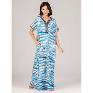 Evolove Women's Stylish <b>Button</b> Zipper Viscose Liva Printed <b>Nighty</b> Long Maxi Sleepwear Nightgown Loose Fit Soft Woven Fabric - Product Image 1
