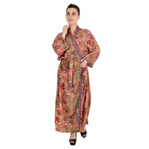 Nuevo Kimono Boho para Mujer, de Seda, Rosa y Azul, con Estampado Paisley Floral, de Lujo, para Aniversario, Regalo de Cumpleaños, Bata de Playa Suave de Regal House - Product Image 4