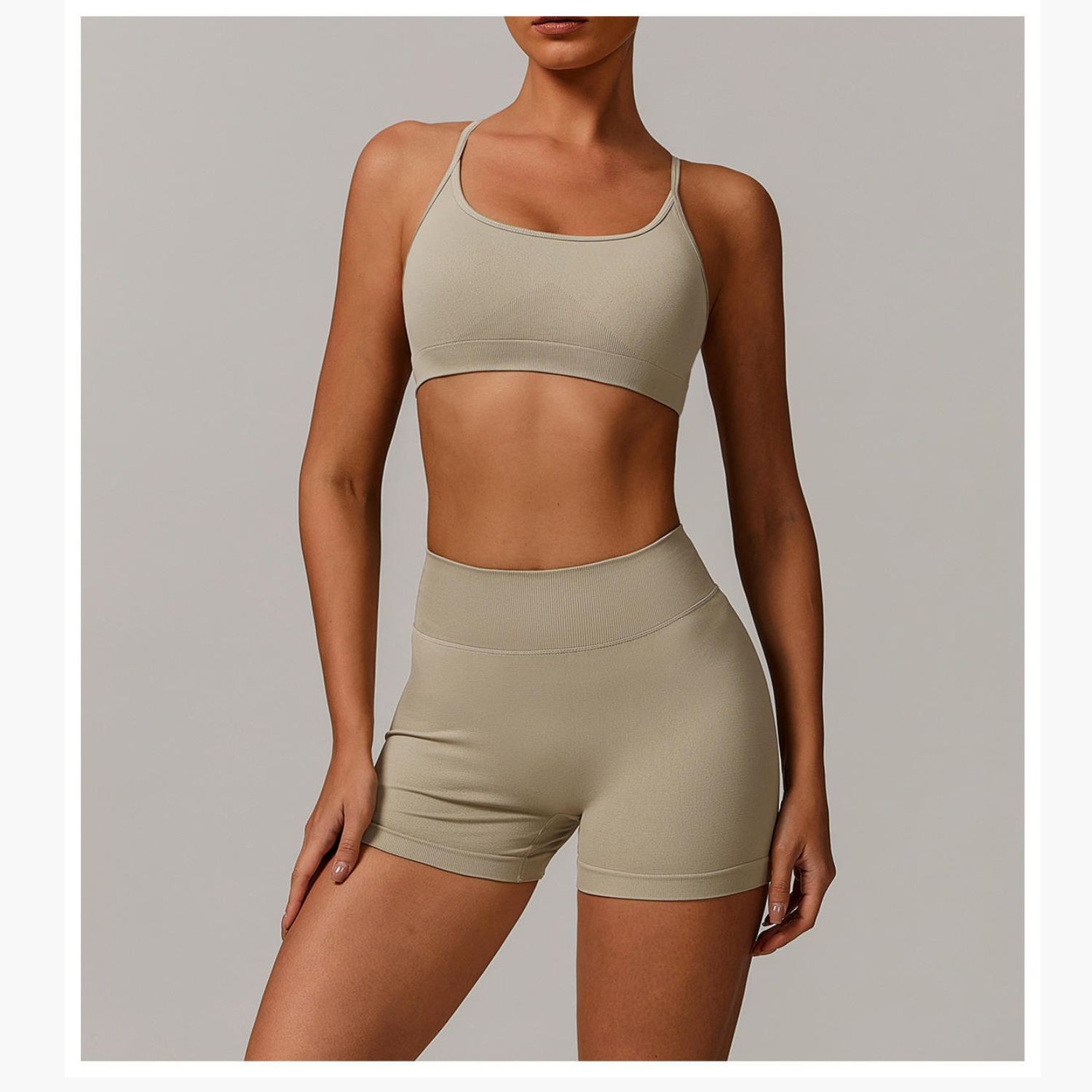 Custom Wholesale Womens Plus Size Washed Solid Quick Dry Breathable Yoga Suit High Support 2-Piece Sports Bra Set Shorts Gym