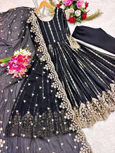 นำเสนอของดีไซเนอร์ใหม่ชุดปาร์ตี้ผ้าจอร์เจียเทียมงานลำดับหนักด้วยการปักและตัดทำงานด้านบนและด้านล่างด้วย dupatta - Product Image 2