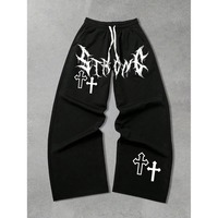 Pantalones Casuales de Invierno para Hombre, Estilo Hip Hop, a la Moda, Cómodos, de Pierna Recta, con Forro Polar, Cintura Elástica, Diseño Arrugado y Pintado