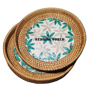 Bandeja de Servir de Ratán con Recubrimiento en Polvo Ecológico, Diseño Exclusivo, Calidad Premium, Hecha a Mano, Apta para Lavavajillas, Juego de Platos Modernos y Lujosos - Product Image 1