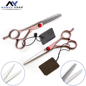กรรไกรตัดผมสแตนเลสสีโรสโกลด์และกรรไกรซอยบางปลายใบมีดคมสำหรับทำผม - Product Image 1