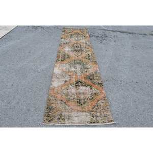 Alfombra turca Vintage naranja Beige de 26x10,8 pies, área grande clásica, diseño de retazos rectangulares, látex de lana para pasillo, alfombra para habitación - Product Image 1