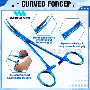 Alicates curvos rectos de acero inoxidable azul de buen proveedor Instrumentos quirúrgicos manuales reutilizables con soporte en línea - Product Image 2