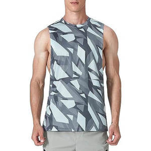 Camiseta sin mangas transpirable de Color sólido para hombre, traje de entrenamiento deportivo tejido para gimnasio - Product Image 1