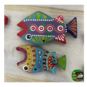 Wooden <b>Fish</b> Souvenir, Wooden Crafts <b>Fish</b> Figurine Hand Carved Painted Rustic Folk Art Decor, Cancun Oaxaca Painted <b>Fish</b> Art - Product Image 5