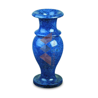 Vase à fleurs en onyx bleu vintage OEM Superbe, fait main, art populaire, décoration élégante pour la maison, artisanat naturel, forme géométrique, portable