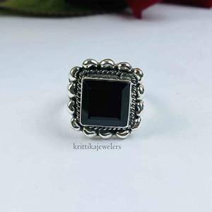 Best Selling Unisex 925 Sterling Silver Handmade <b>Ring</b> with Natural <b>Black</b> <b>Onyx</b> Gemstone Classic Bezel Setting for Wedding Parties - Product Image 2