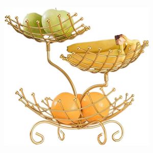 New Kitchen Gold White Metal Iron Wire Stand Rack Fruit Basket Holder <b>Storage</b> Organizer - Product Image 6