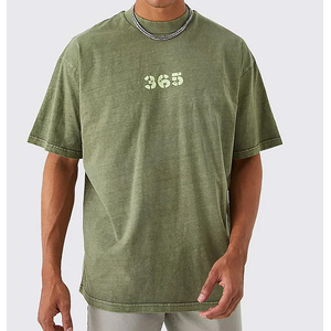 Camiseta Vintage de lavado ácido para hombre 260gsm 100% algodón ancho cuadrado corto recortado patrón sólido diseño en blanco de Bangladesh - Product Image 6