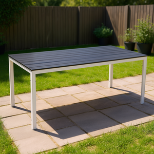 Amicasa ROMA Mesa de Exterior Fija de Hierro Antracita Blanco 156x78x74cm - Product Image 3