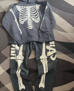 Sweat-shirt d'Halloween personnalisé à imprimé squelette fissuré et lavé à l'acide pour hommes Sweat-shirt à col rond en coton Boxy Sweat à capuche vintage de haute qualité - Product Image 2