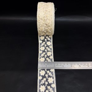 custom made in matching net as base fabric machine embroidered laces and colours for wedding dresses i 1.15 inch width - Product Image 5