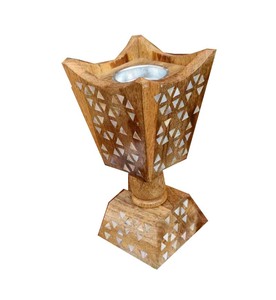 Brûle-encens en bois de manguier naturel durable avec incrustation de nacre, motif religieux arabe, ensemble cadeau de luxe, artisanat de rêve, Inde - Product Image 1