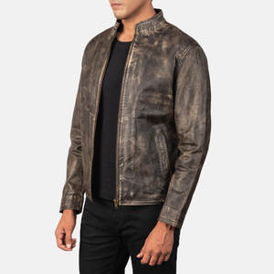 Meilleure vente veste en cuir de veau pour homme, manches longues, style zippé, avec poche élégante High Street High Fashion - Product Image 2
