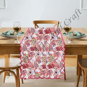 Moderne Floral Coton Tissu Broderie Bord Table Et Lit Chemin Main Bloc Imprimer Disponible Au Prix De Gros Pour Événement De Mariage - Product Image 2