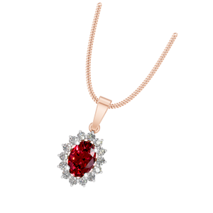 Collar con Colgante Ovalado de Halo de Rubí en Plata de Ley 925, Dije Personalizado de Moissanita VVS, Cadena de Rodio, Regalo de Lujo para Fiestas, OEM ODM - Product Image 2