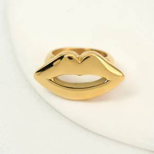 Anillo de declaración con forma de labio bohemio de Plata de Ley 925 con diseño peculiar de moda chapado en oro para regalos de boda y fiesta de mujeres - Product Image 3