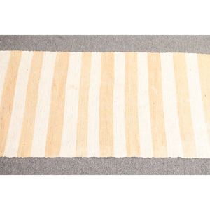 Tapis turc 1,6 x 3,2 pieds, petit tapis vintage, tapis rayé jaune et blanc - Product Image 3