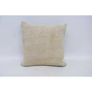 Almohada de retazos Kantha de lana Beige de 18x18 pulgadas, almohada cuadrada rústica de lujo, ropa de cama portátil esponjosa Vintage tejida, Navidad - Product Image 1