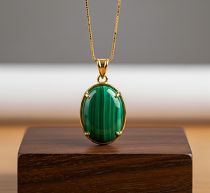 925 Sterling Silver Dainty Chain Daily Wear Bohème Naturel Malachite Forme Ovale Pendentif Guérison Mode Pendentifs Charmes - Product Image 4