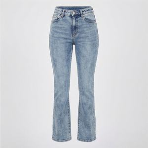 Jeans pour femmes, coupe bootcut, denim extensible, taille mi-haute, coupe régulière, pantalon tendance, vêtements décontractés à la mode, jeans de rue - Product Image 1