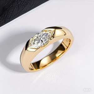 Bague de fiançailles en argent 925 avec moissanite solitaire 1 carat de couleur D VVS, taille marquise, sertie clos, style Hip Hop, luxe, élégante et éternelle - Product Image 3