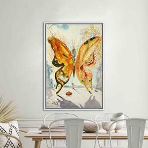 Stampa su tela: La farfalla di Venere di Dalí in un'elegante arte surrealista, con cornice bianca - Product Image 1