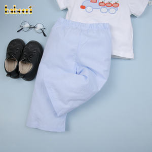Conjunto de Bebé Niño con Apliques de Calabaza, Cierre de Botones a Presión, 100% Algodón, Azul Bebé, Cuadros, Certificado OEKO-TEX, Sin Mangas, ODM - Product Image 5
