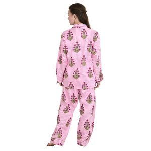 Luxurious Spring Loungewear Set Soft Pyjama-Set Comprising Pure Cotton Panama Nightdress Hand-Printed with Comfortable Fit - Product Image 6