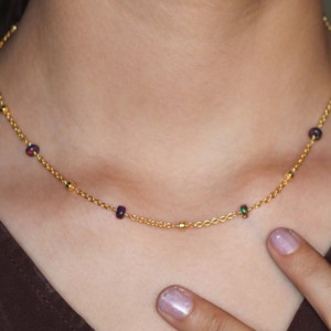 Collar de Plata de Ley 925 hecho a mano con cuentas de ópalo negro natural, joyería de cuentas finas de 18 pulgadas para mujer para boda o regalo - Product Image 2