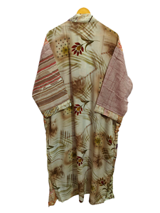 Bridal Robe Light Weight Silk Robe For <b>Woman</b> Night Wear Long Robe, Floral Print Indian Vintage Recycled Silk Sari <b>Kimono</b>, - Product Image 5