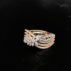 แหวนเพชรที่เจียระไนแบบคลาสสิกสวยงามบานสีทอง10K ประกายสวยงามของขวัญวิจิตรงดงามสำหรับงานปาร์ตี้ - Product Image 2