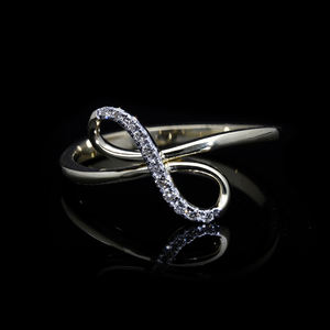 แหวนทรงอินฟินิตี้ชุบโรเดียมทองคำขาว14K ประดับเพชรธรรมชาติประดับเพชรคลาสสิกดีไซน์แบบห่วงสวยงามและสง่างาม - Product Image 4