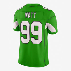 Maillot de football américain personnalisé, vert sarcelle et blanc, avec bande latérale, numéro d'équipe imprimé, col en V, manches courtes, respirant, anti-UV - Product Image 6