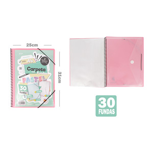 Logo personalizzato cartella a spirale con 30 tasche A4 copertura intercambiabile rosa pastello busta Mania ufficio cancelleria porta File - Product Image 1
